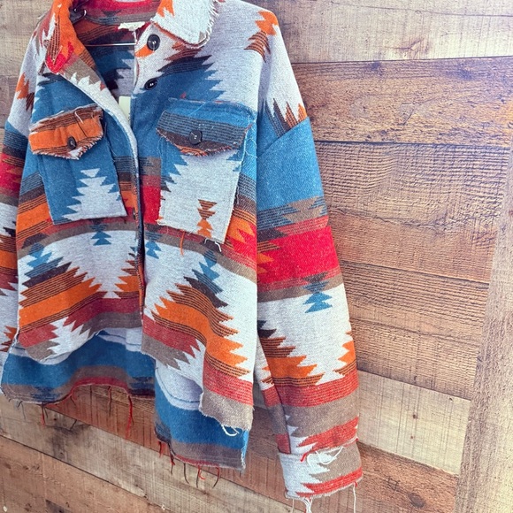 NWT LA MIEL La Miel Eldora Aztec Shacket for Women in Rust - Picture 4 of 11